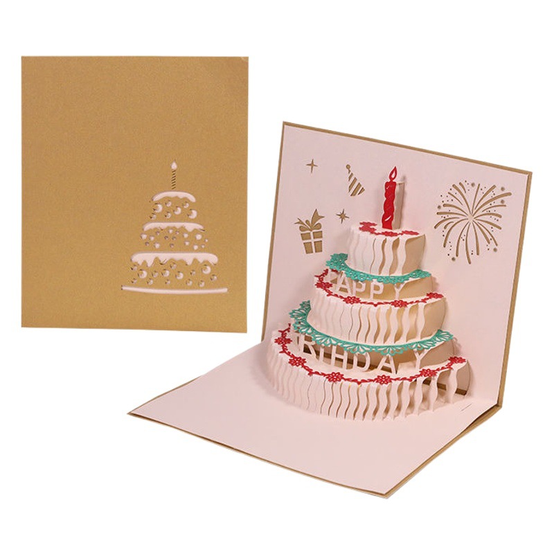 Music greeting card birthday cake with lights festival to send friends blessing message creative 3d birthday card
