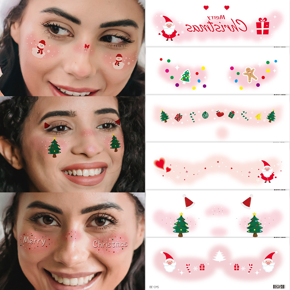 Picture of New cute Christmas face tattoo stickers love snowflake elk girl blush makeup face stickers cross-border in stock