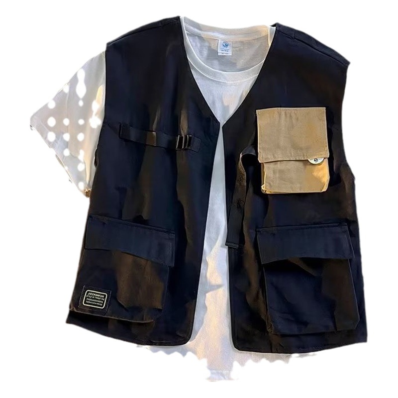 Men's and women's medium and large children's workwear vest versatile street shot hip hop watch performance vest top parent-child DIY printed logo