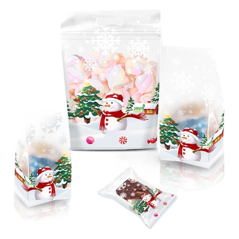 Cookies Self-sealing Bag Snowflake Crisp Self-supporting Packaging Bag Baking Candy Dessert Machine-sealed Bag Factory Outlet