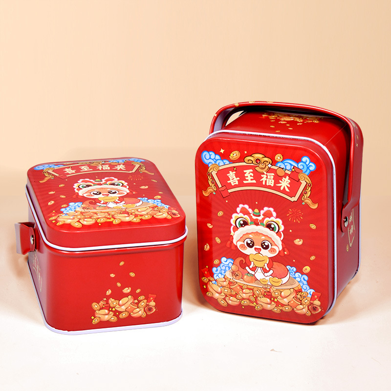 Tinplate portable tin cans candy tin cans New Year candy cans tinplate candy cans White rabbit candy cans
