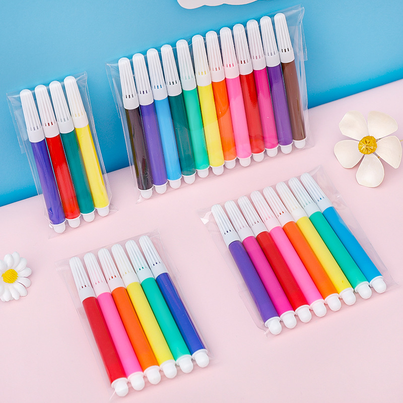 Picture of 12 Color 6 Color Mini Graffiti Watercolor Pen Kindergarten Washable Art Painting Brush Children Color diy Brush