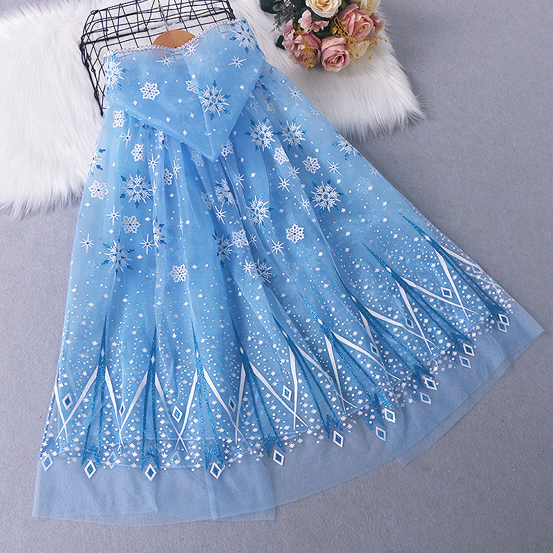 Picture of Frozen Cape Thin Children's Stylish Mesh Cloak Cosplay Costume Hooded for Going Out