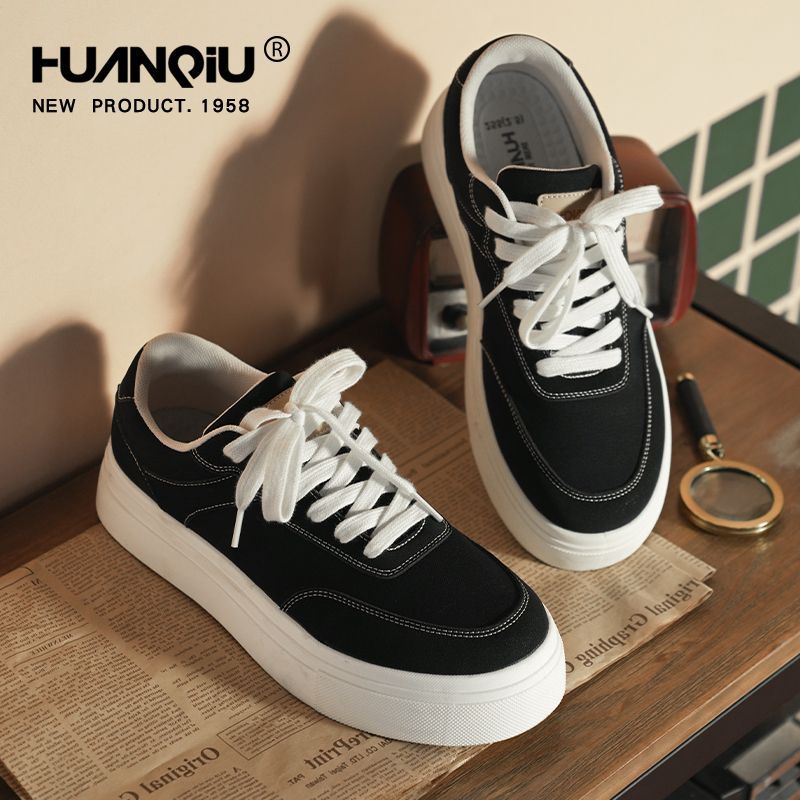 Global High-value Classic Black Handsome Trendy Sneakers 2025 Spring New Thick-soled Height-increasing All-match Height-increasing Shoes