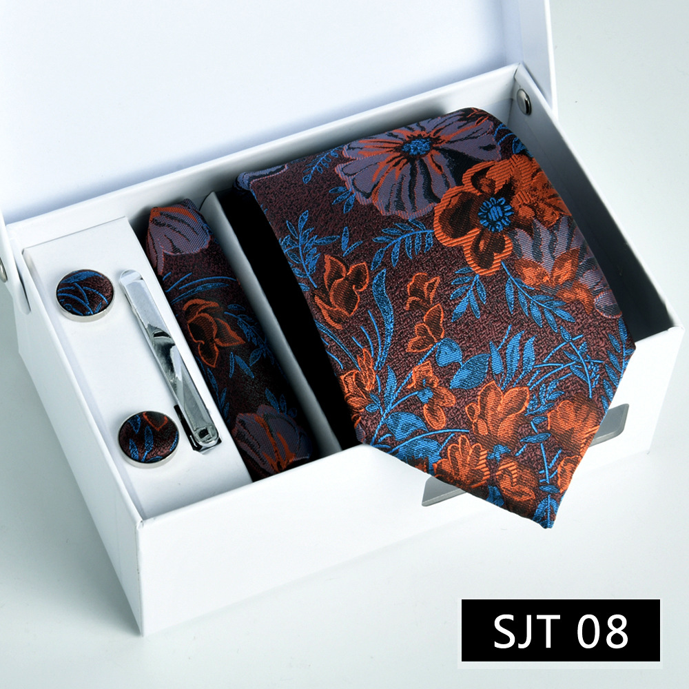Picture of Tie formal business executive 5-piece gift box wedding = = groom wedding festive wine red in stock new