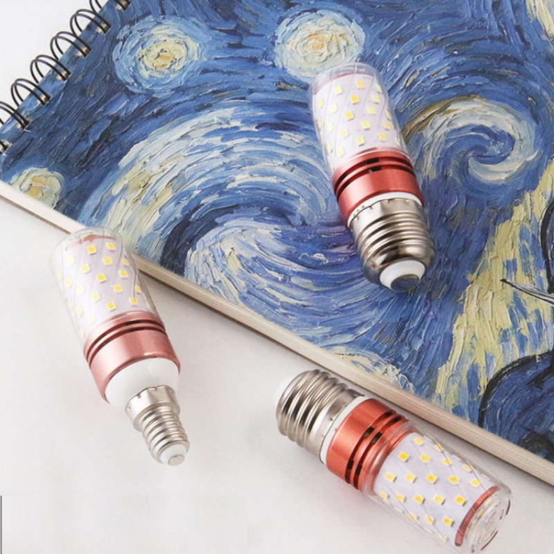 Household Ultra-Bright Led Bulb Three-Color Dimming Corn Lamp Energy-Saving Candle Lamp E14E27 Bedroom Bedside Living Room Lamp