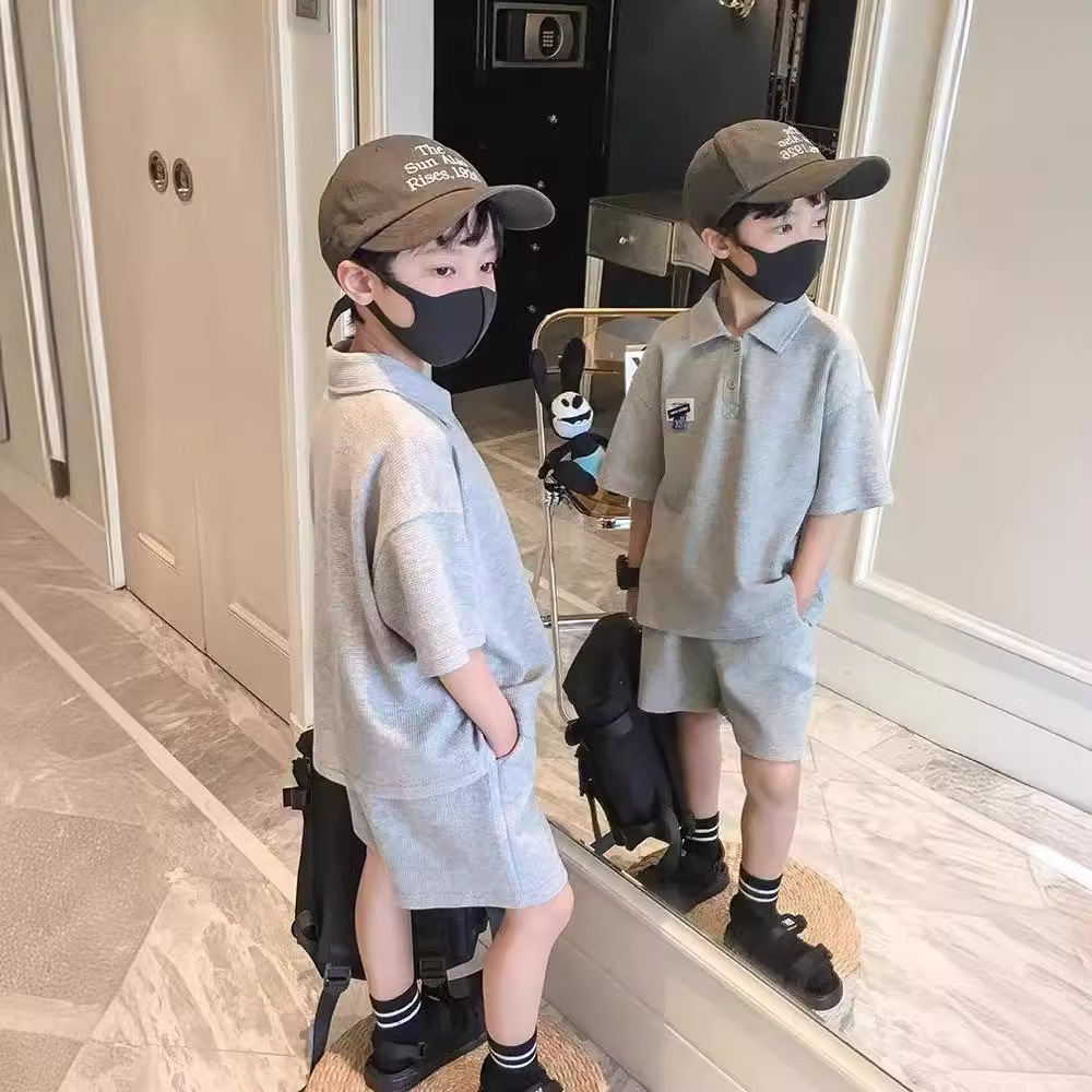 Picture of Children's clothing summer suit T-shirt New Home casual all-match Gray children's summer short-sleeved T-shirt boy two-piece set