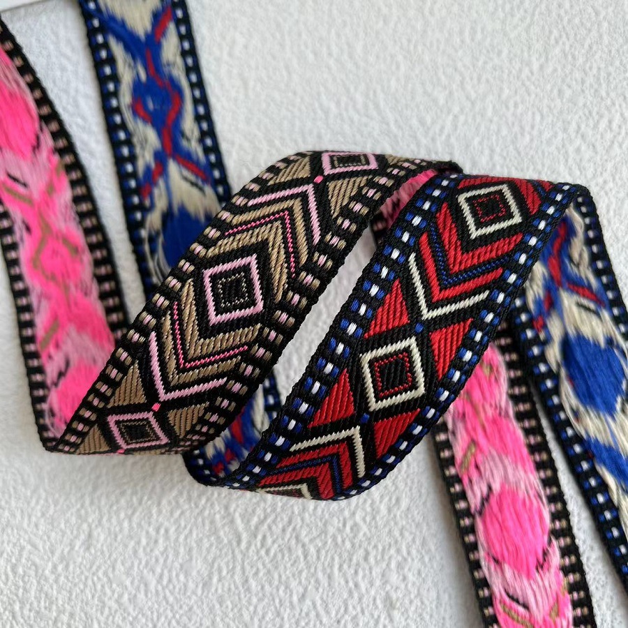 Ethnic Jacquard Ribbon Geometric Quadrilateral Minority Clothing Accessories AH-2862 Width 2.5CM