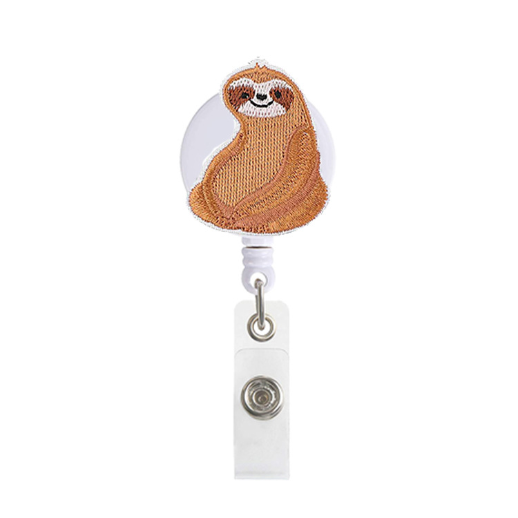 Picture of Amazon spot hot-selling felt embroidery sloth telescopic easy pull-up easy pull-up easy pull-up cloth sticker badge buckle