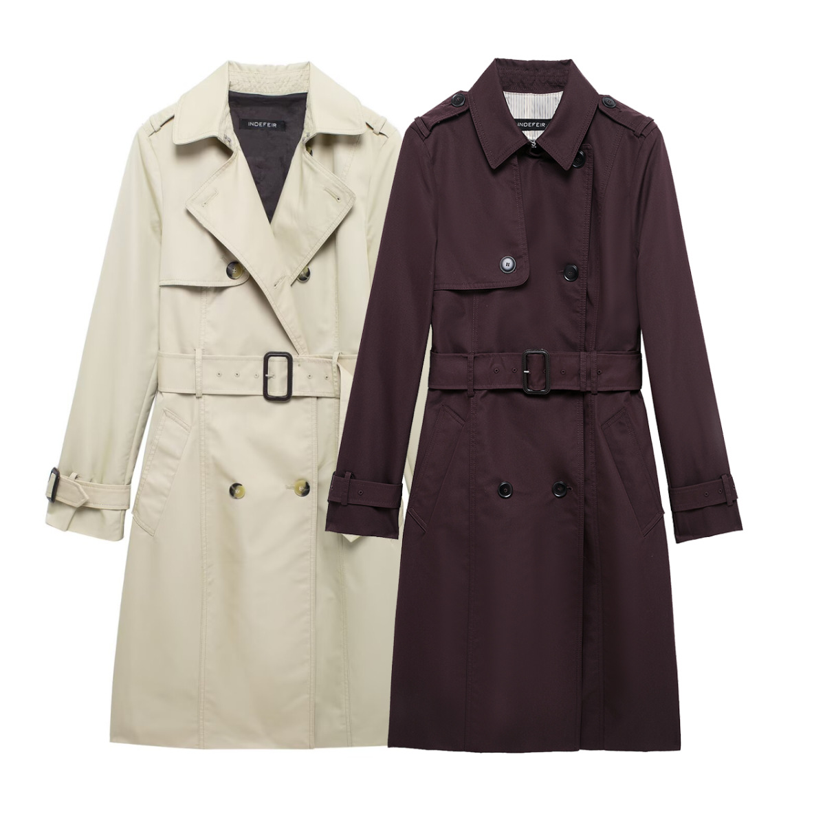 2025 Spring New European and American Cross-border Women's Simple Fashion Double-breasted Casual Long-sleeved Long-sleeved Mid-length Jacket