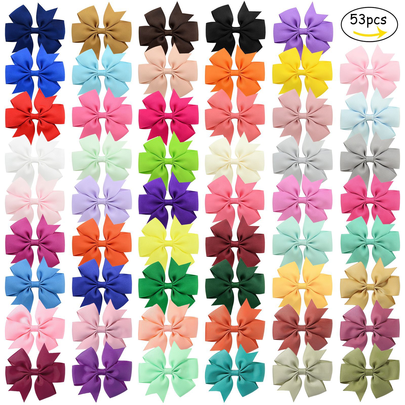 Picture of 53 Colors Amazon Hot Selling Six-Ear Pure Color Ribbed Fishtail Bow Hairpin Hair Accessories Kidsren's Headwear 564