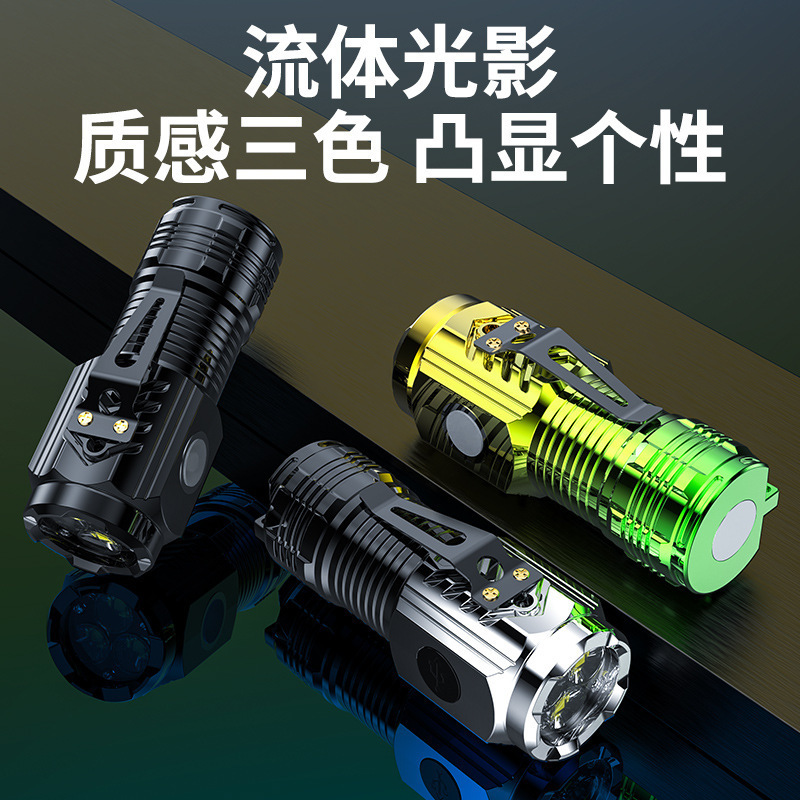 Picture of Cross-Border New Flashlight Strong Light Super Bright Mini Flash Three-Eyed Monster Abs Flashlight Waterproof Hat Clip Light