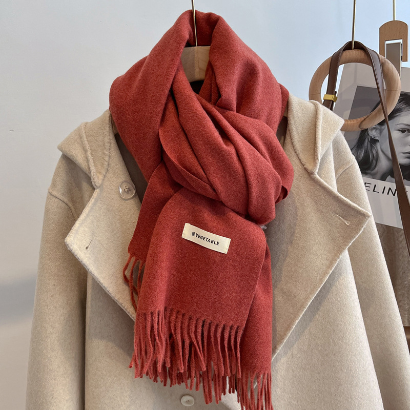 Picture of Blue Imitation Cashmere Scarf for Women 2025 New Winter K-Style Thickeneded Light Blue Scarf Versatile Dual-Use Shawl
