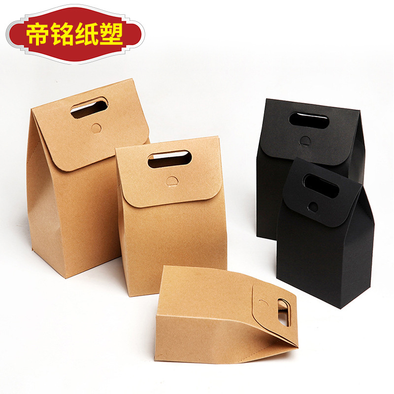 Wholesale packaging box handmade soap Korean dim sum biscuit bag spot Kraft paper bag vintage baking tote bag