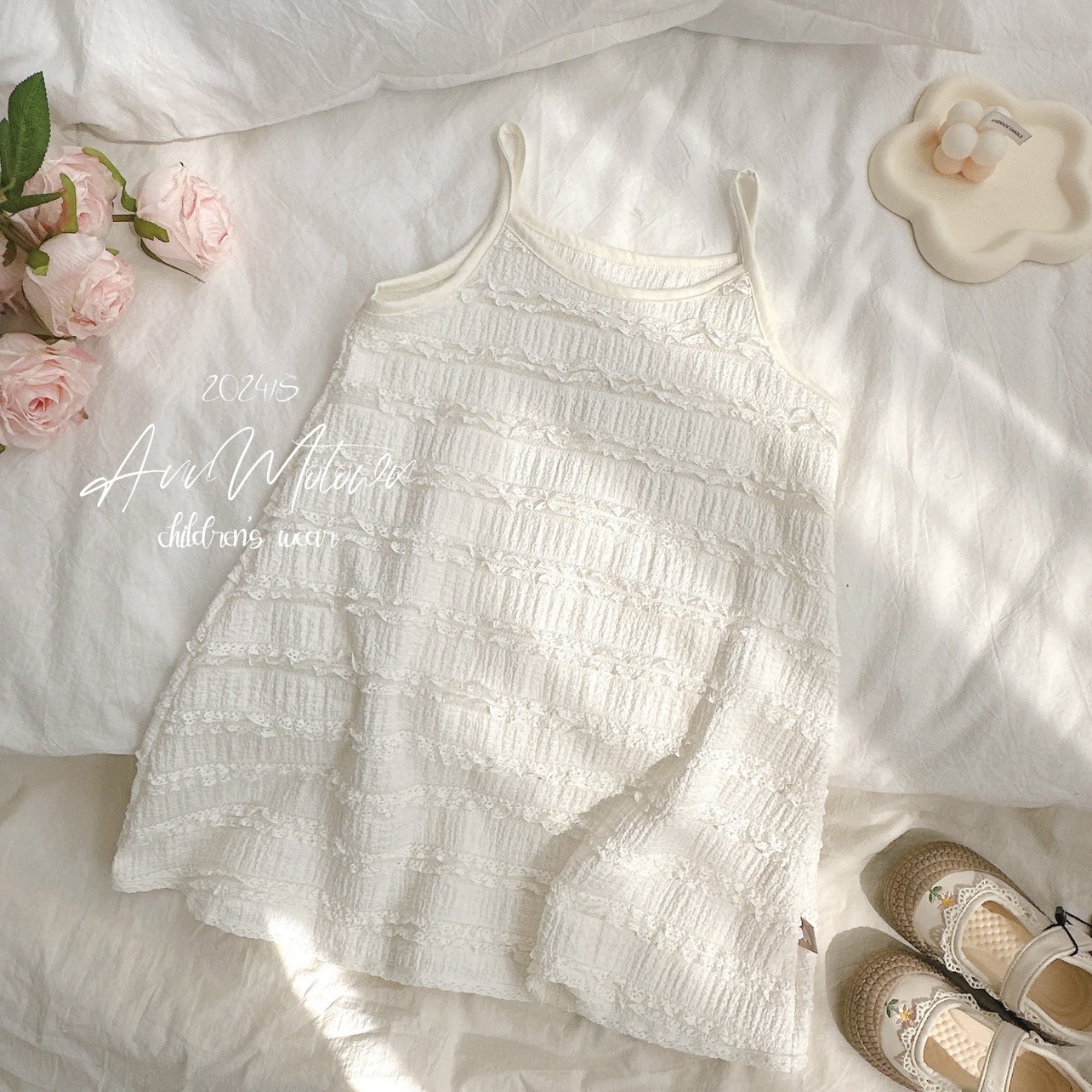 Picture of Girls dress 2024 spring and summer new Western princess style baby sweet children's solid color all-match suspender dress
