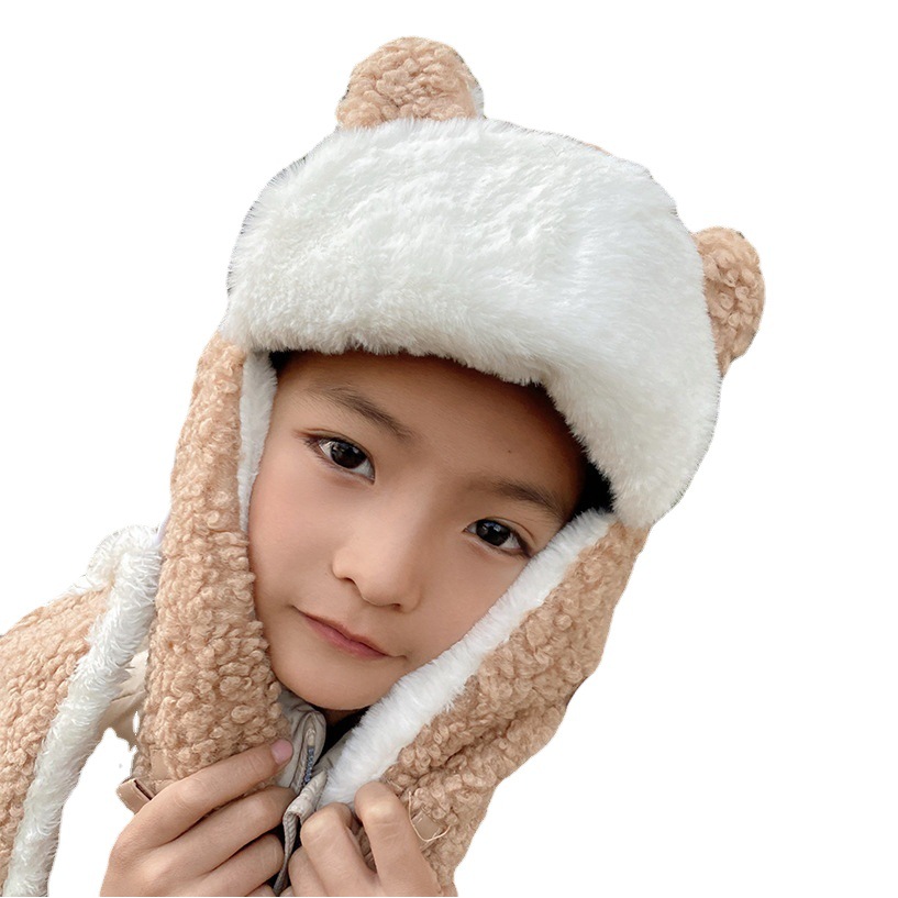 Picture of Children's Cat Ears Lei Feng Hat Women's Cute Autumn and Winter Cycling Windproof Hat Winter Warm Cotton Hat for Primary School Students