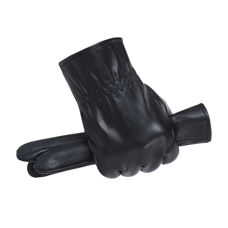 Men's Genuine Leather Gloves Warm Thickened Wear-resistant Good Fastness Gift Labor Protection Supplies