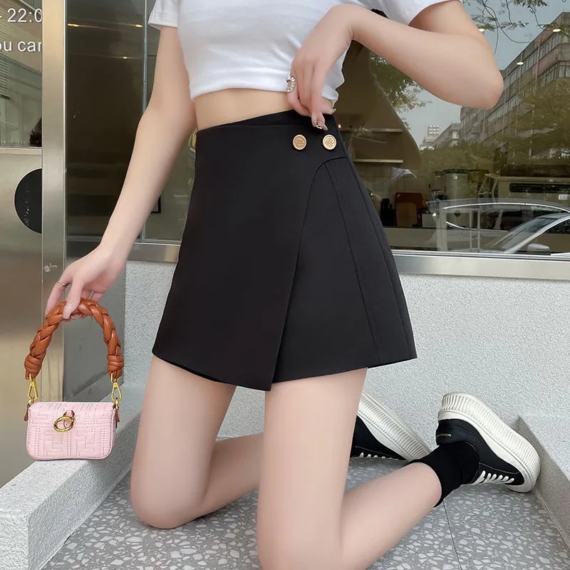 Irregular High Waist Suit Short Skirt Pants Summer Women's Pants Skirt New Fashion Loose A- line Pants Casual Wide Leg Pants