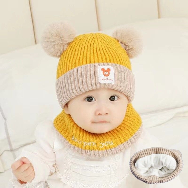 Picture of Children's hat autumn and winter girls' pullover hat Korean-style knitted hat colorful wool hat baby boys' warm earmuffs hat tide