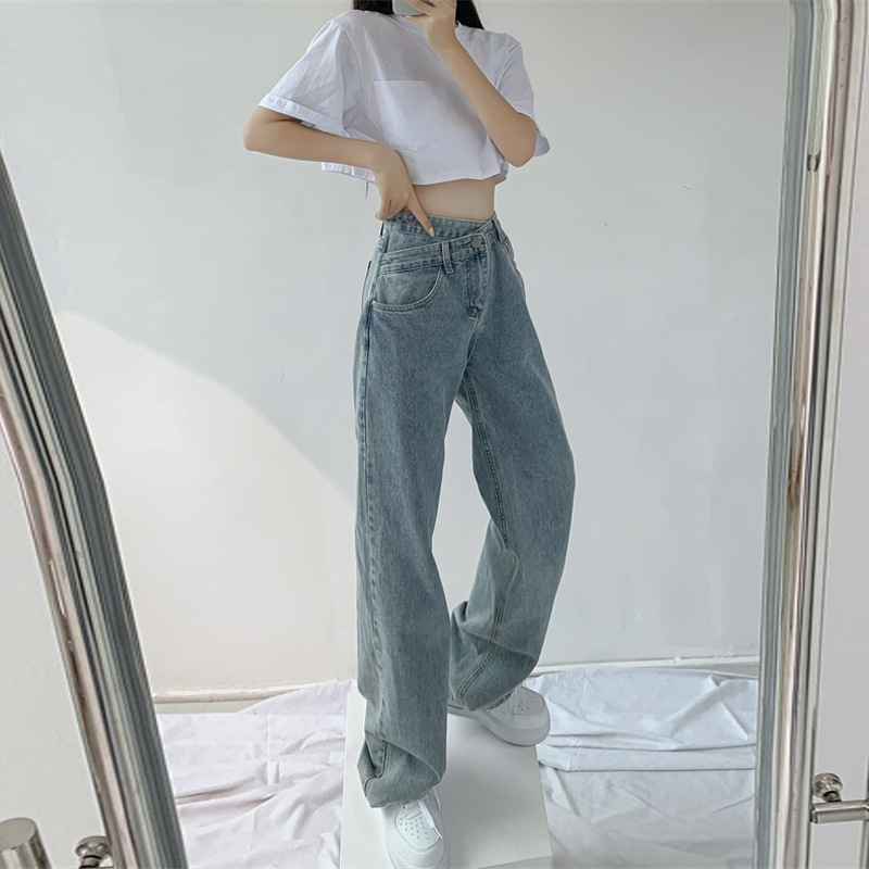 Picture of Design Sense Crossover High Waist vibe Style Wide Leg Slim Look Jeans Women's Loose Casual Straight Pants