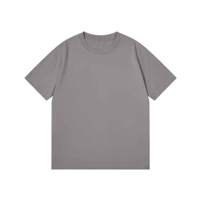 Picture of Japanese Style 230g Pure Cotton Short-Sleeved T-Shirt Women's Right Shoulder Round Neck Top Pure Color Half-Sleeved Bottoming Shirt Clothes Men's Wholesale