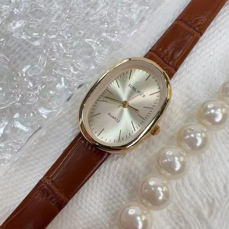 SUNLIFEX watch belt oval fashion temperament scale high sense simple quartz watch women's cross-border