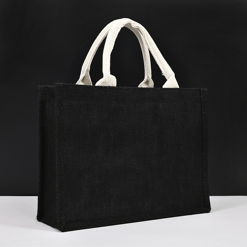 New black jute tote bag coated core linen bag linen tote bag diy jute handmade bag wholesale