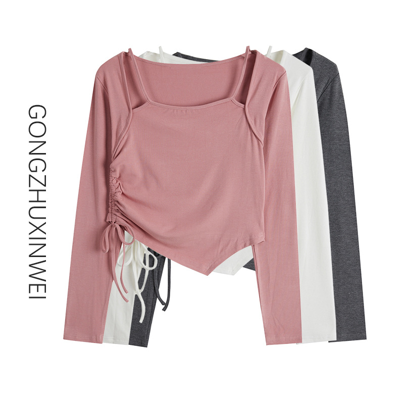 Pure Desire Sweet Hot Girl Bottoming Shirt Slim Short Style 2025 Spring and Autumn New Student Long Sleeve T-Shirt Top for Women
