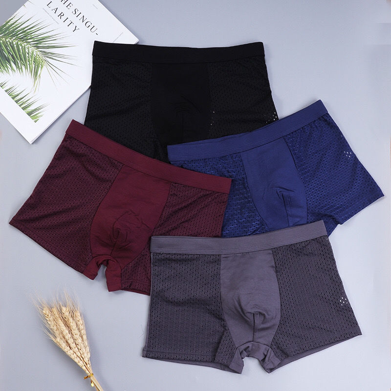 Ice silk men's underwear men's boxer pants seamless mesh summer thin comfortable breathable new sexy boxer pants