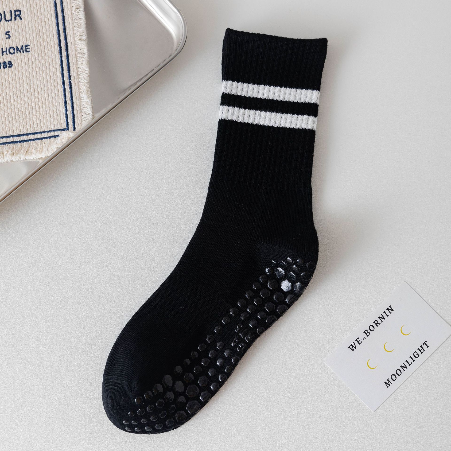 Picture of Pilates socks professional non-slip socks five-finger socks mid-calf yoga socks non-slip sports solid color floor socks yoga socks