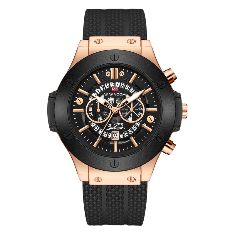 VA VA VOOM Hollow Calendar Watch for Men Waterproof Watch Sport Men's Watch Cross Border