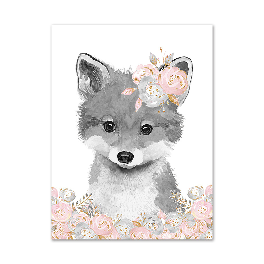 Picture of Cartoon animal Children Baby English letters Custom Baby Name bedroom canvas hanging painting decorative painting core