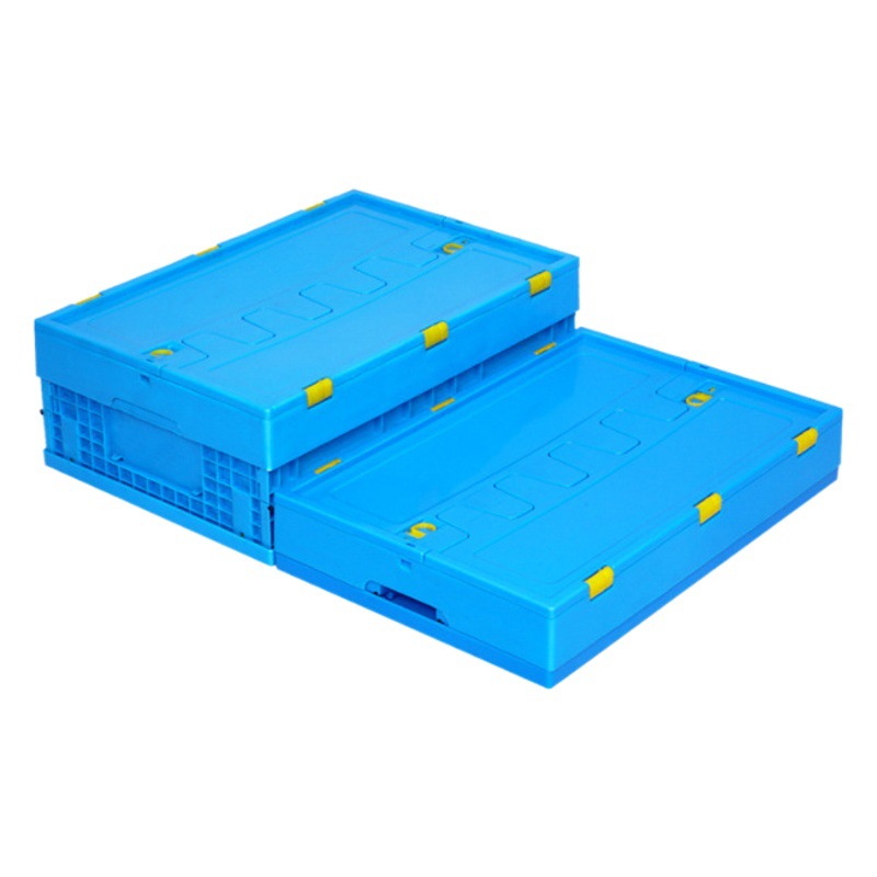 Blue plastic folding box 600-190 plastic folding box with lid thickened storage outdoor logistics folding plastic box