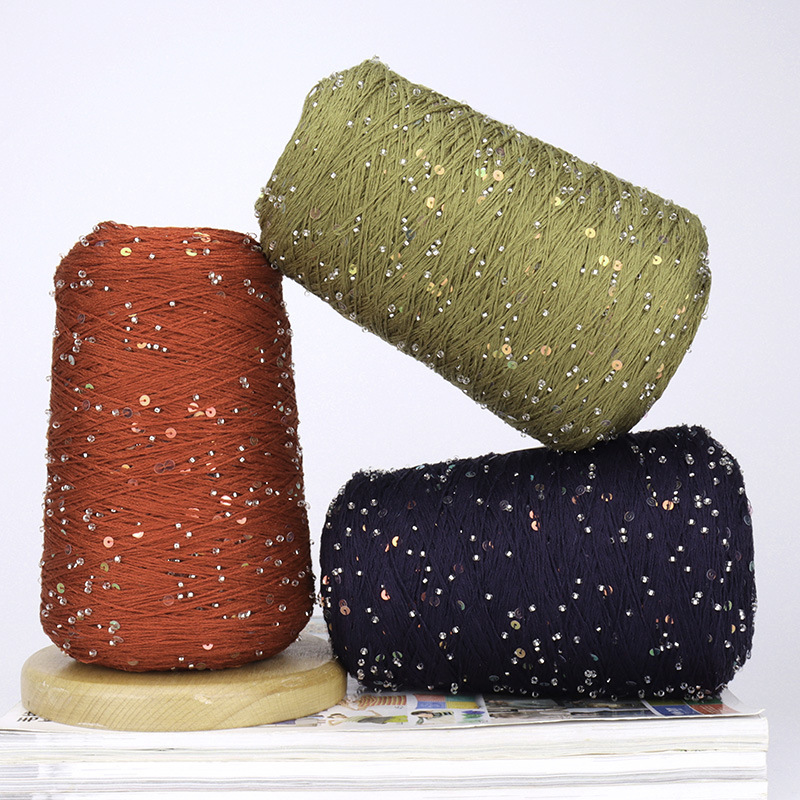 Silk Yarn/Mulberry Silk Rice Bead Sequin Silk Cotton Thread Handmade DIY Knitting Spring/Summer Yarn Ball 500g