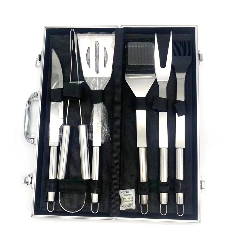 Picture of Factory Spot Barbecue Tool Set Home Outdoor Picnic Camping Style Aluminum Box Stainless Steel BBQ Grill Set