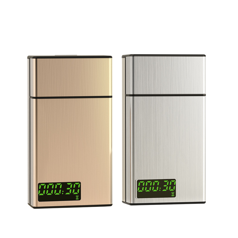 Picture of Intelligent Cigarette Box Auxiliary Smoking Cessation and Smoke Control Artifact 20-Pack Aluminum Alloy Thin Metal Timing Timing Lock Box Portable