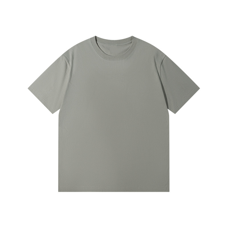 Picture of Japanese Style 230g Pure Cotton Short-Sleeved T-Shirt Women's Right Shoulder Round Neck Top Pure Color Half-Sleeved Bottoming Shirt Clothes Men's Wholesale