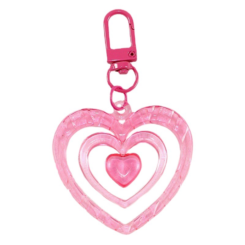 Heart to heart key chain bag pendant small red book ins Wind color hollow love mobile phone shell jewelry accessories wholesale