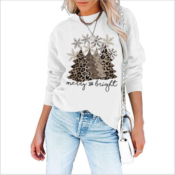 in stock independent station Amazon Europe and the United States new Christmas tree leopard pattern casual fashion long sleeve sweater