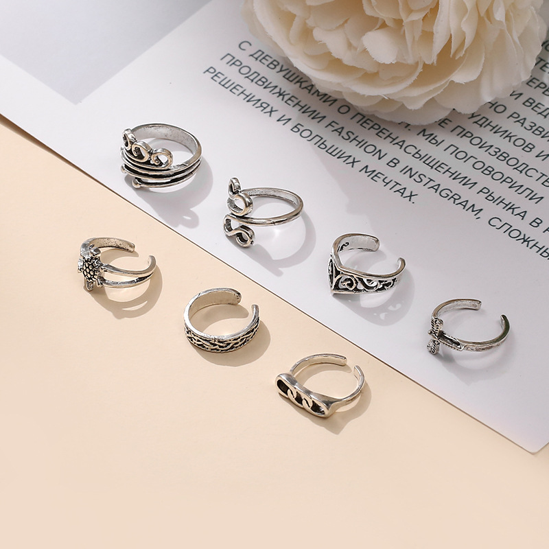 Picture of 2023 European and American cross-border new beach turtle ring retro hollow petal opening adjustable foot ring female wholesale