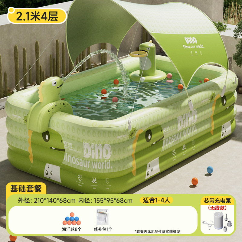 Picture of New Children's Home Outdoor Inflatable Swimming Pool Large Sun Protection Pool Thickened Environmentally Friendly Baby Swimming Pool