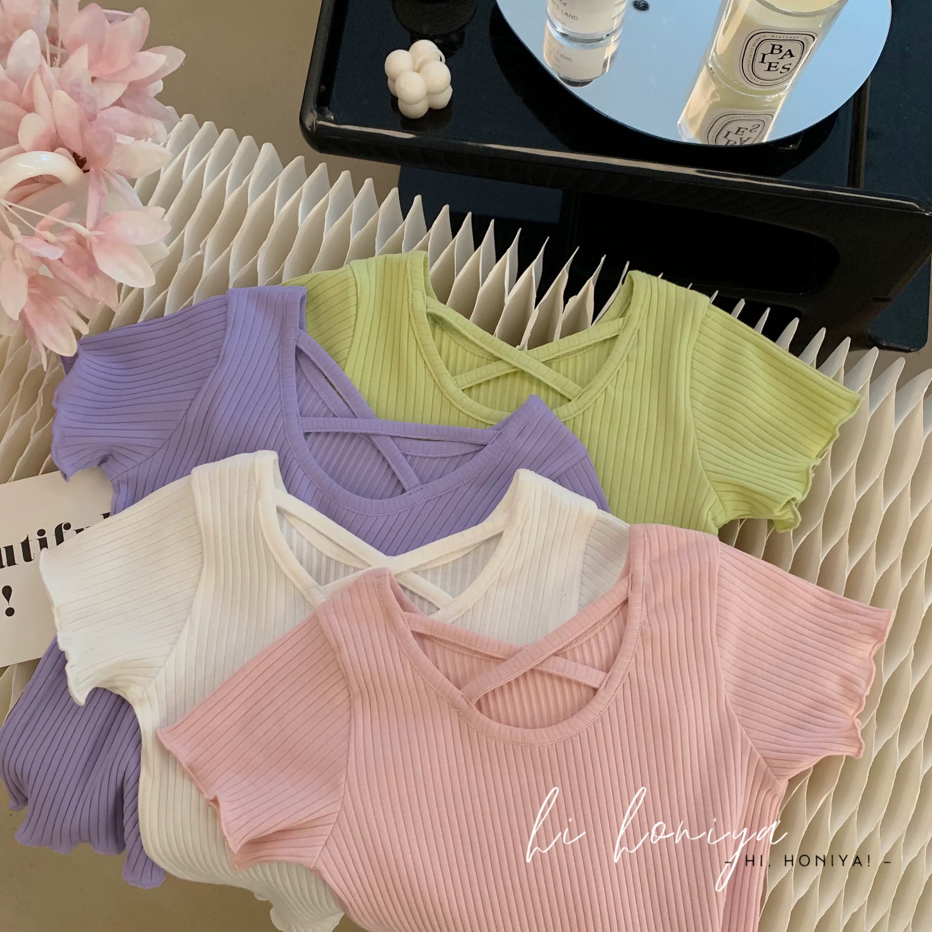 Picture of Girls' Summer Dress suit 2023 New Arrival Female Baby Korean Style Fashionable Short-sleeved Girl's Flower-bud Pants Summer Two-piece Set