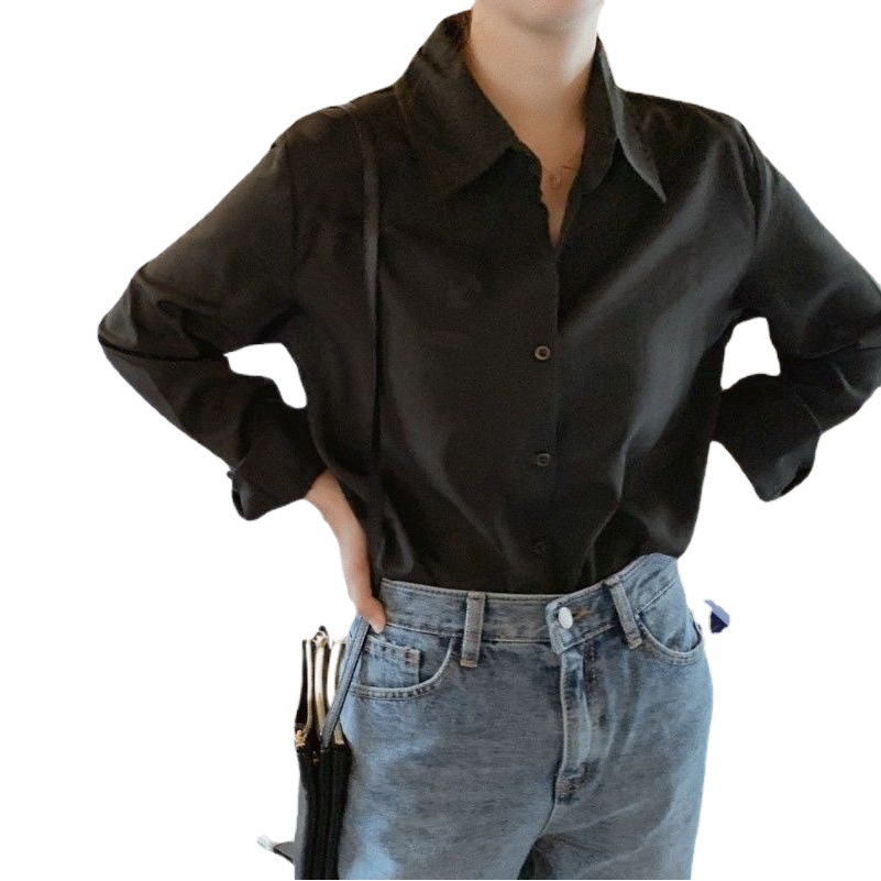 Korean style loose retro Hong Kong style long sleeve shirt women's design sense niche 2022 new spring and autumn Hong Kong style white shirt