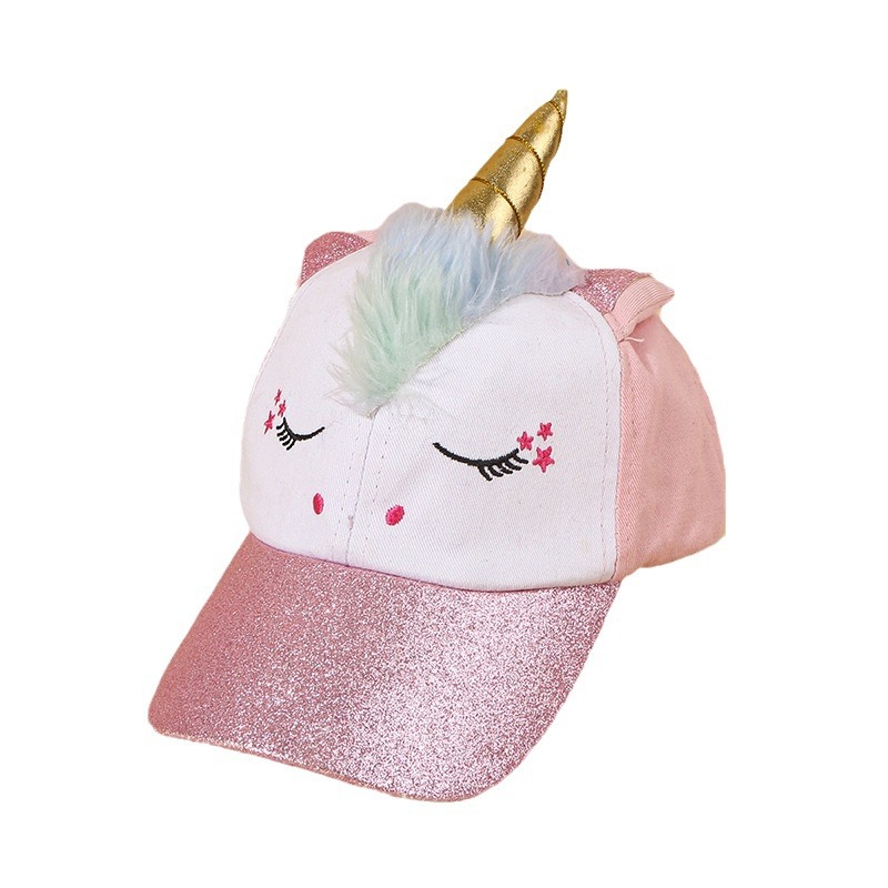 Picture of Korean Style Fashionable Sunshade Trendyy Peaked Cap Japanese Style Popular Kidsren's Hat Cute Unicorn Baseball Cap for Baby Girl