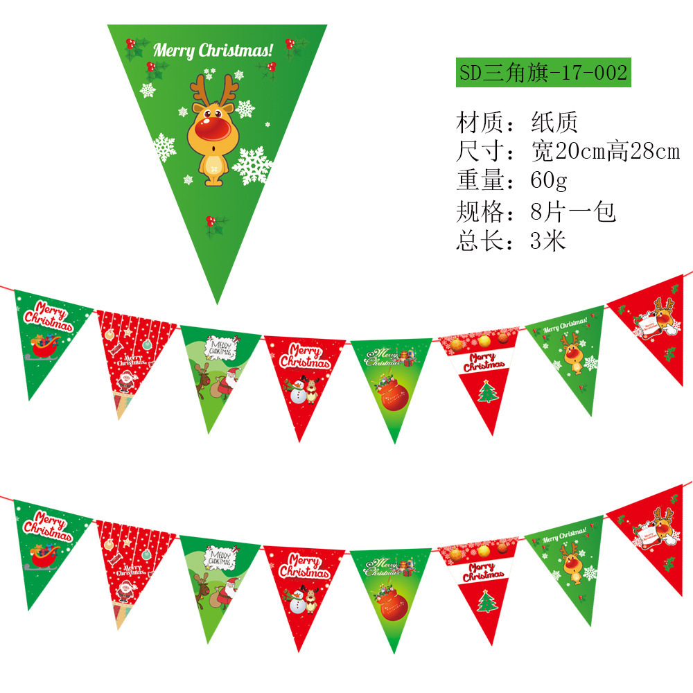 Picture of Christmas Decorations Christmas Pull Flag Hanging Flag Holiday Banner Party Decoration Paper Cartoon Christmas Pull Flower String Flag