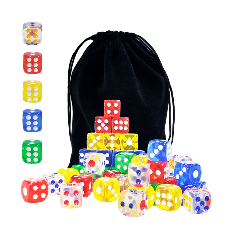 Picture of 12mm Transparent Colorful Dice Dice Placement Acrylic Ktv Bar Crystal Transparent Dice