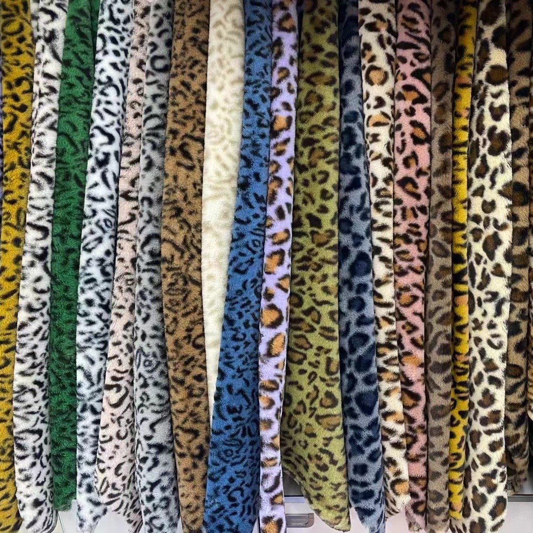 Rabbit Fur Leopard Dot Leopard Circle Rabbit Fur Tie-Dye Brushed Lamb Velvet Jacquard Flannel Printed Toy Shoe Material Clothing Fabric