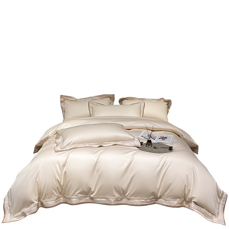 Picture of 210 Light Luxury Long-staple Cotton Cotton Four-piece Set Maternal and Infant Grade A Pure Cotton Bed Sheet Quilt Cover Satin Bedclothes 4-piece Set