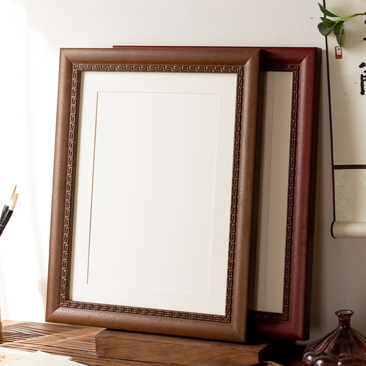Picture of New Chinese Calligraphy and Painting Mounting Frame Calligraphy Chinese Painting Frame Wall Hanging Cross-stitch Wooden Frame Photo Frame Customized Any Size