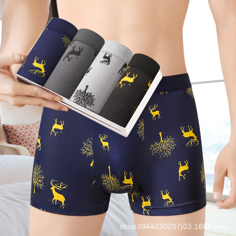 Men's underwear crotch men's boxers youth sports breathable mid-waist plus size boxers summer tide factory outlet